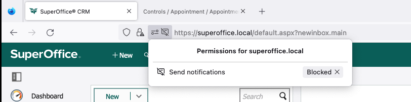 Unblock system notifications in Firefox -screenshot