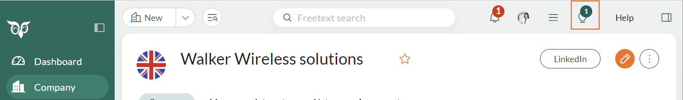 Top bar - In-app Resource centre -screenshot