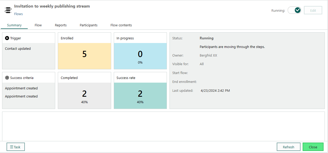 View status of current flow -screenshot