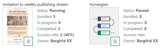 Marketing flows with different status and stats -screenshot