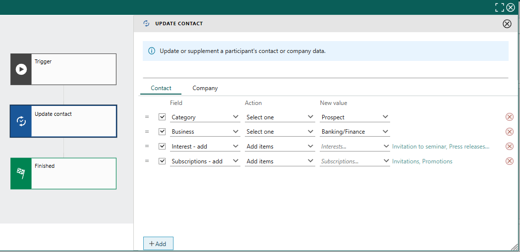 Update contact data in flow -screenshot