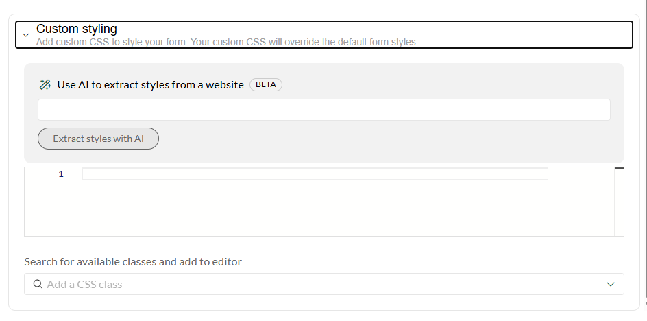 Form editor - extract styles with AI -screenshot