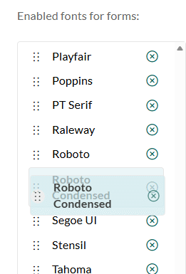 Reorder fonts -screenshot
