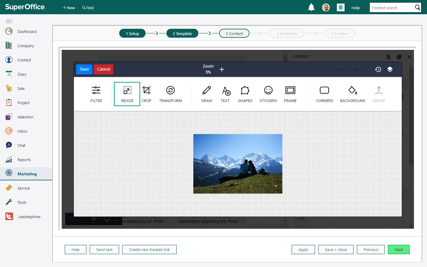 Click the resize button to resize your image -screenshot