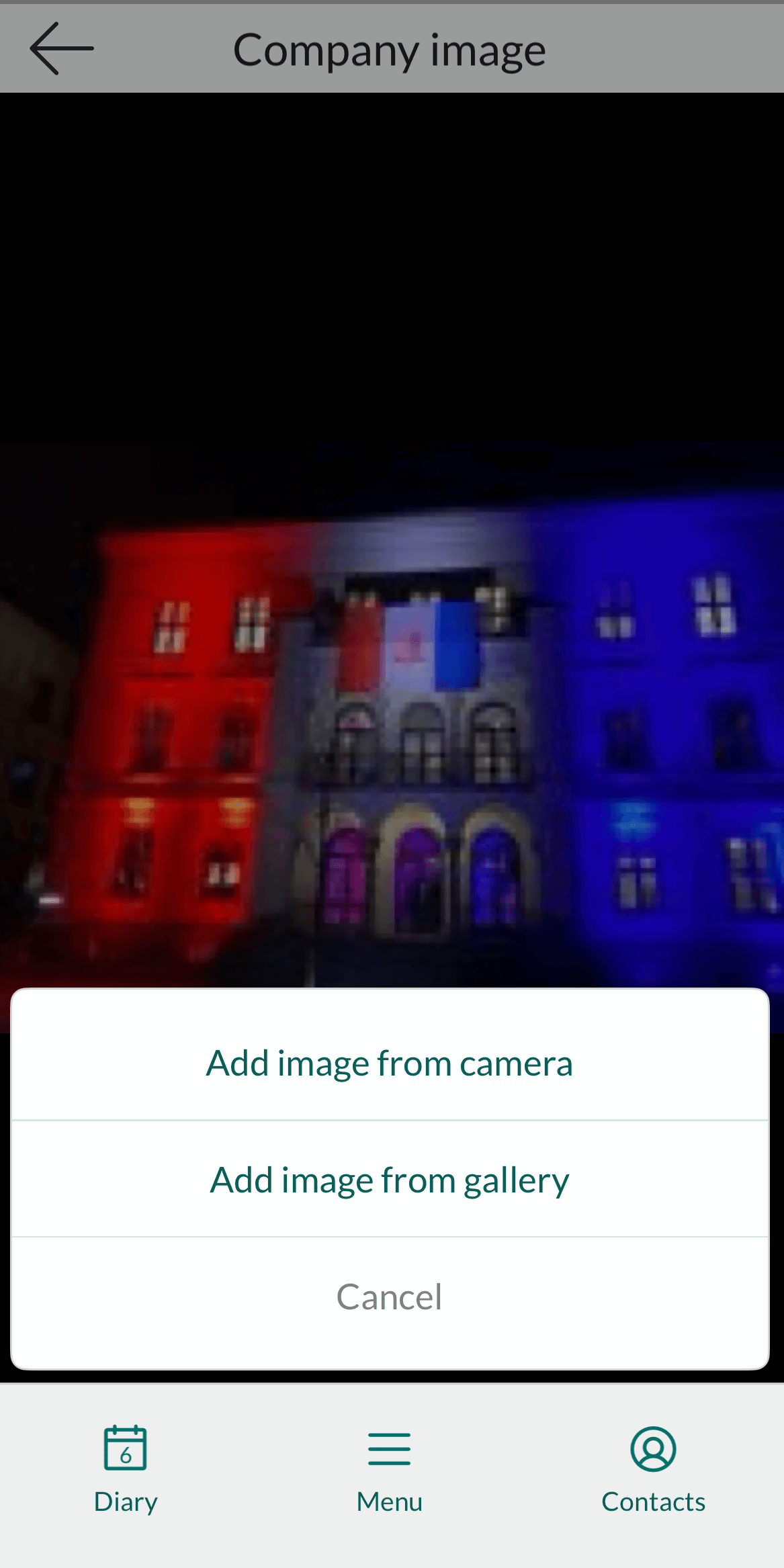 Mobile CRM - add image to contact or company -app-screen