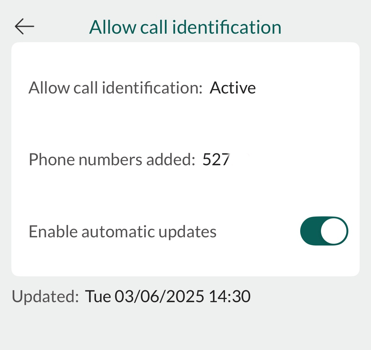 Background update not active -app-screen