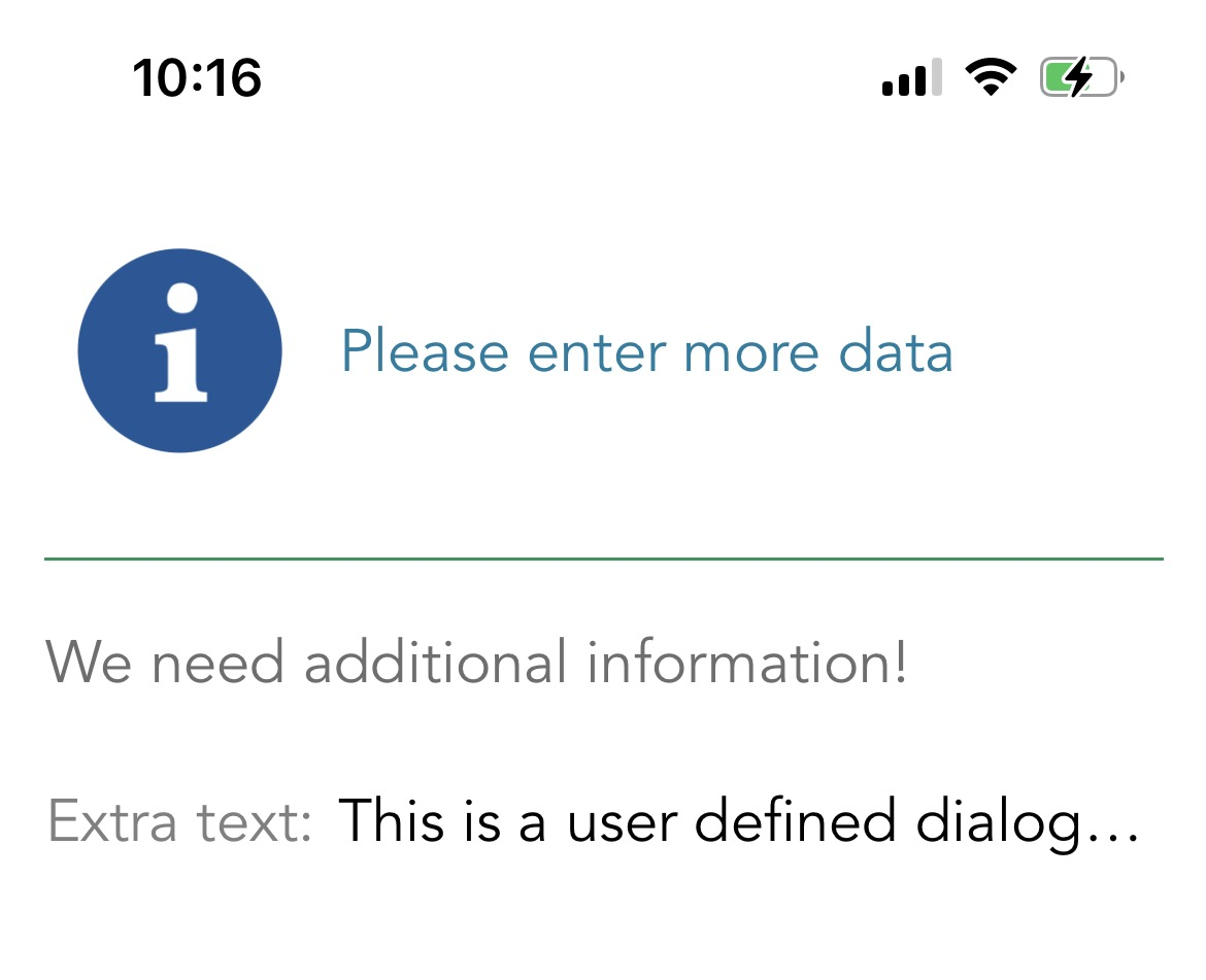 Mobile CRM custom dialog -app-screen