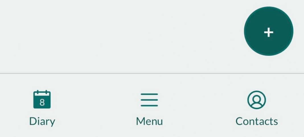 Mobile CRM: + button on a screen -app-screen