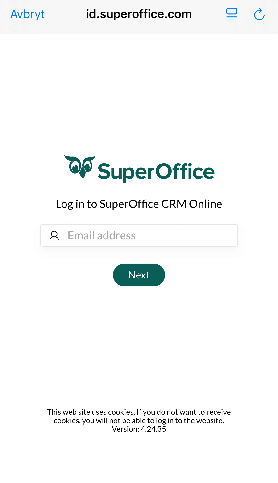 Mobile CRM: log in -app-screen