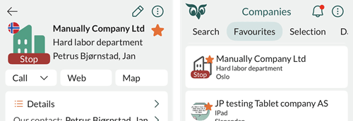Company shows the country flag and the stop sign -app-screen