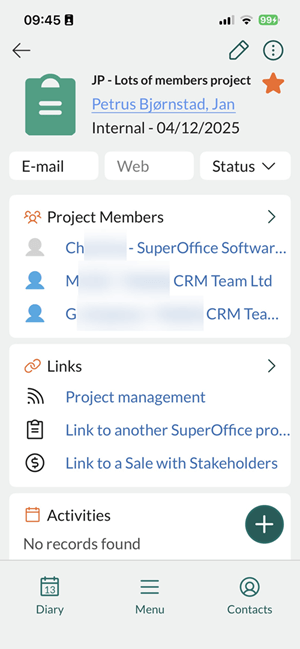 Project member screen - Show the person type in the project member section list -app-screen