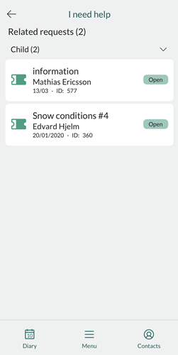 Screen shows all the related requests to the current request -app-screen