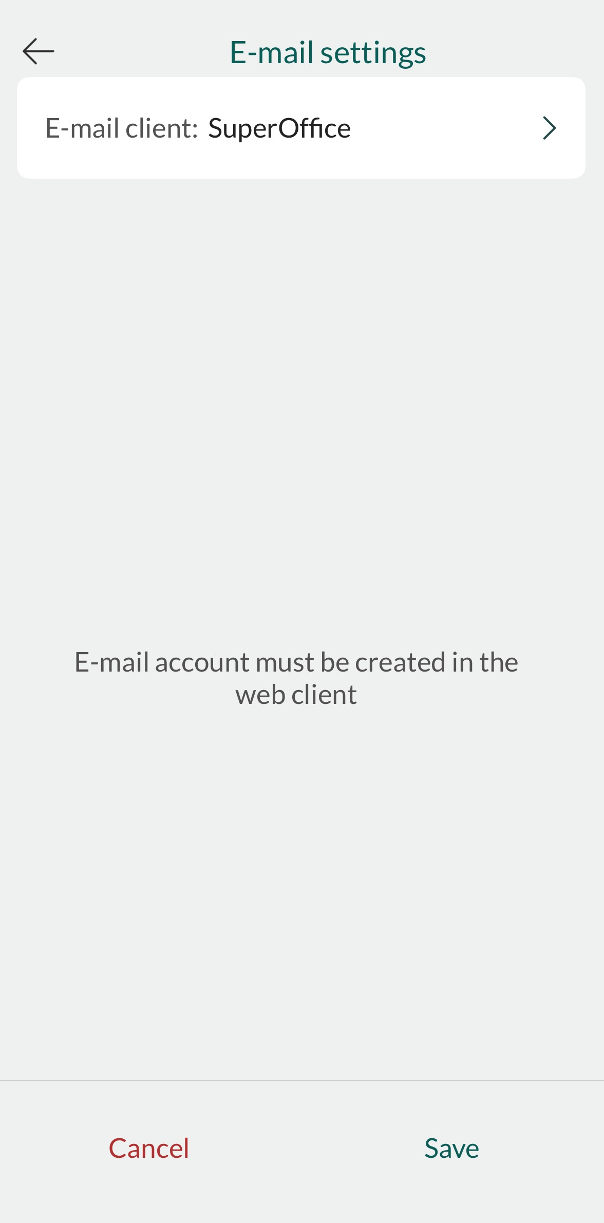 Mobile CRM: no email connected -app-screen