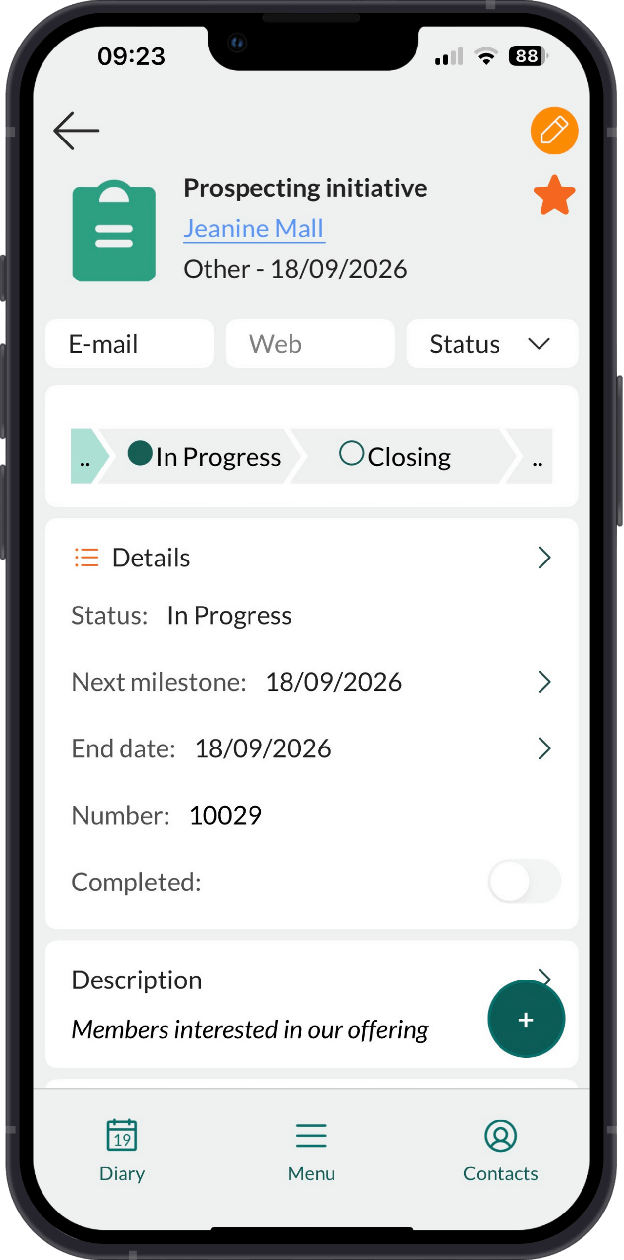 Mobile CRM: Project -app-screen