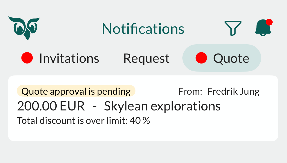 Mobile CRM: Quote approval -app-screen