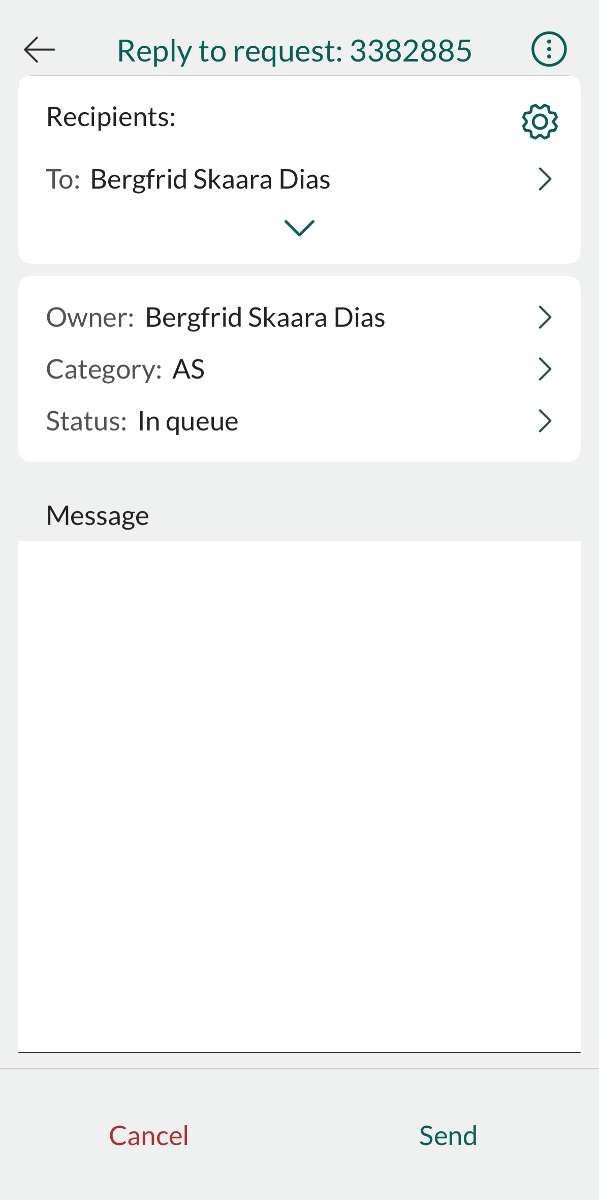 Mobile CRM: reply screen -app-screen