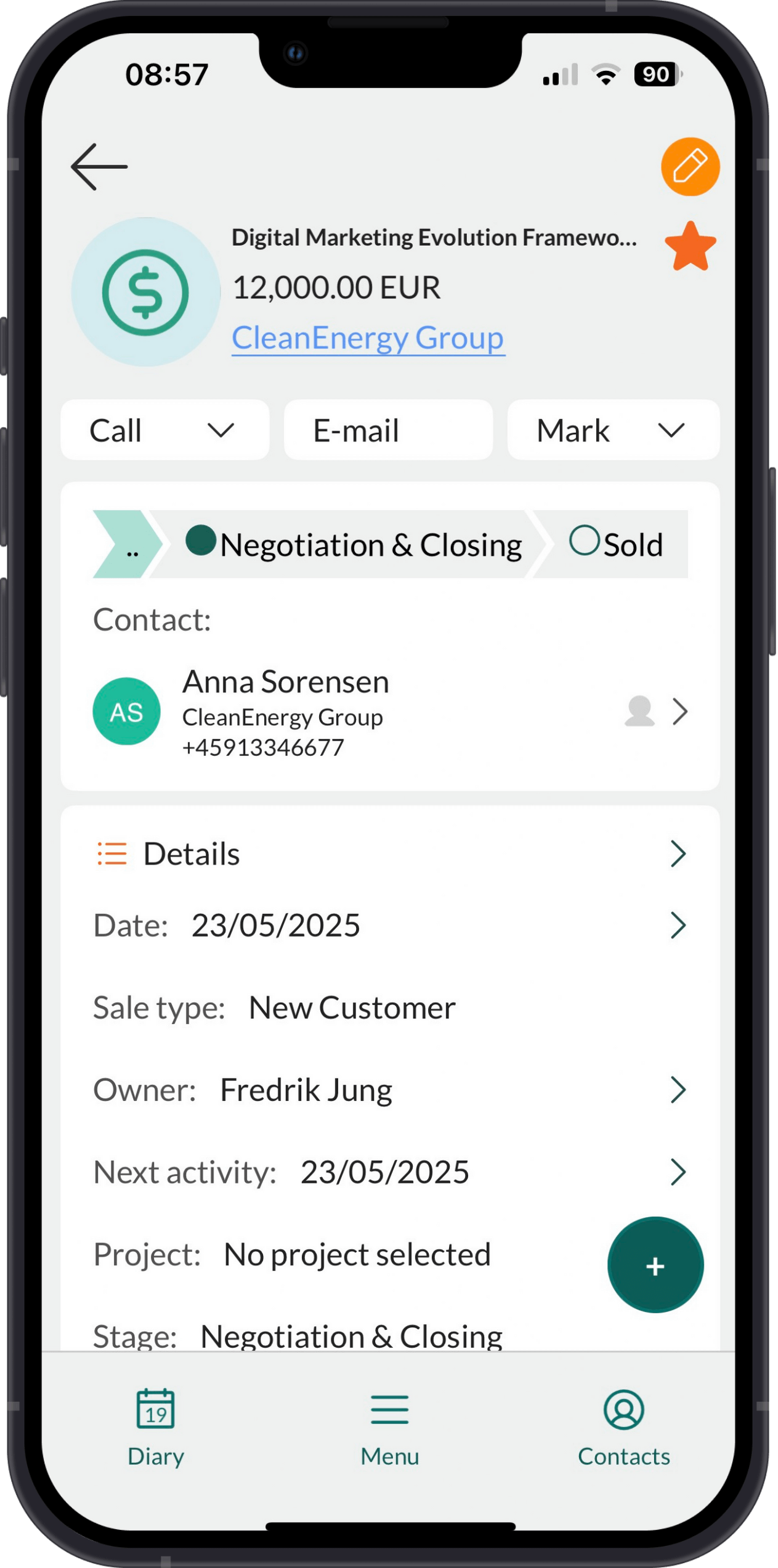 Mobile CRM: Sale -app-screen