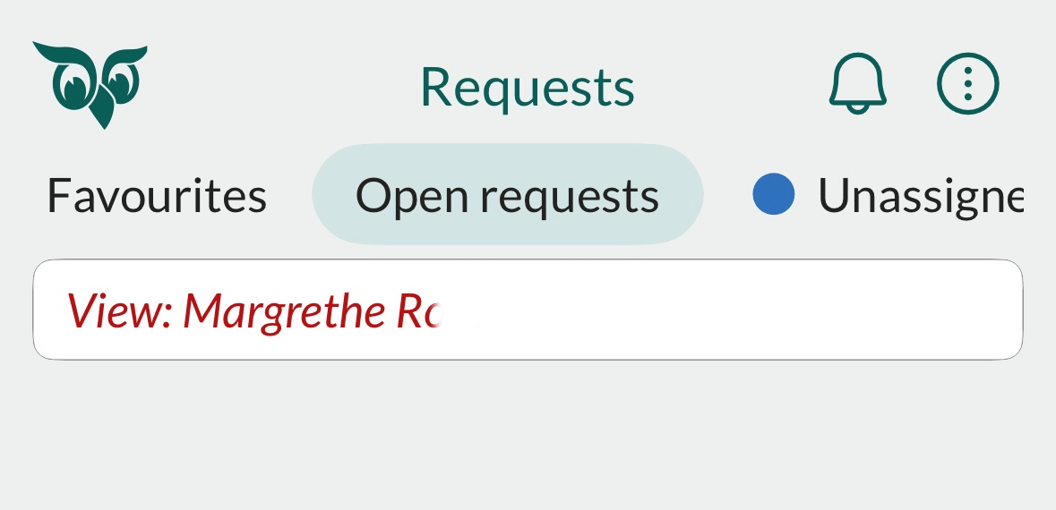 Mobile CRM: Viewing another user's open requests -app-screen