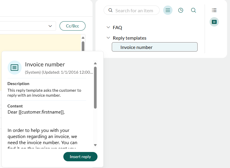 Insert template when replying to a request -screenshot