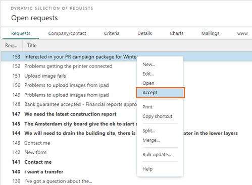 Right-click and select Accept on section tabs containing requests -screenshot