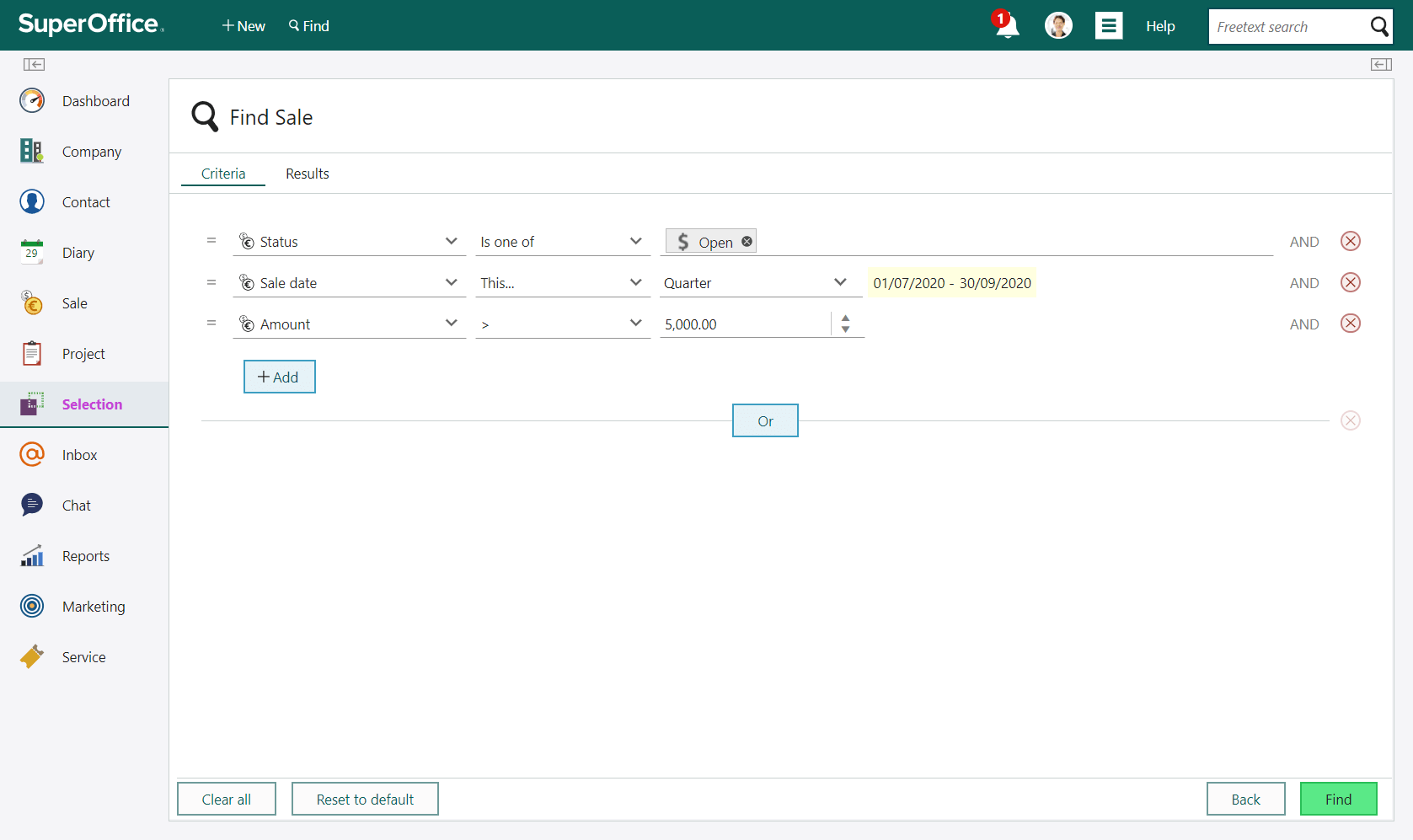 Modify the predefined fields with new input, or delete unnecessary criteria altogether -screenshot