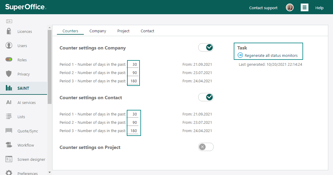 Edit the counter settings in the Counters tab -screenshot