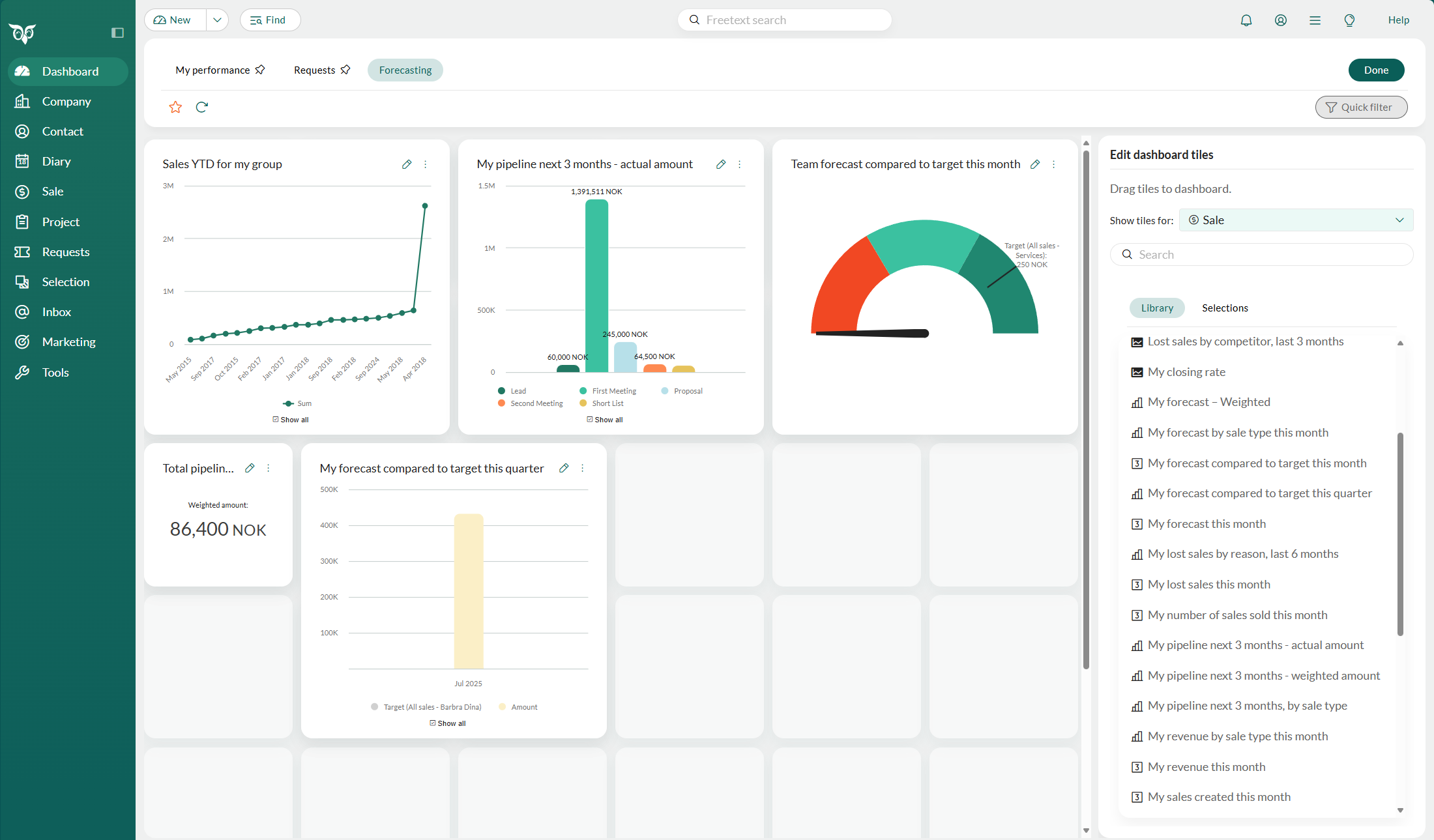 Example of My forecast tile -screenshot