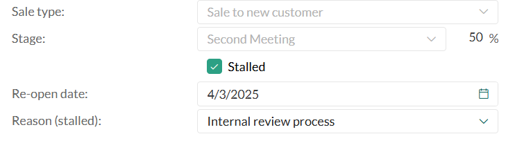 Stalled sale -screenshot