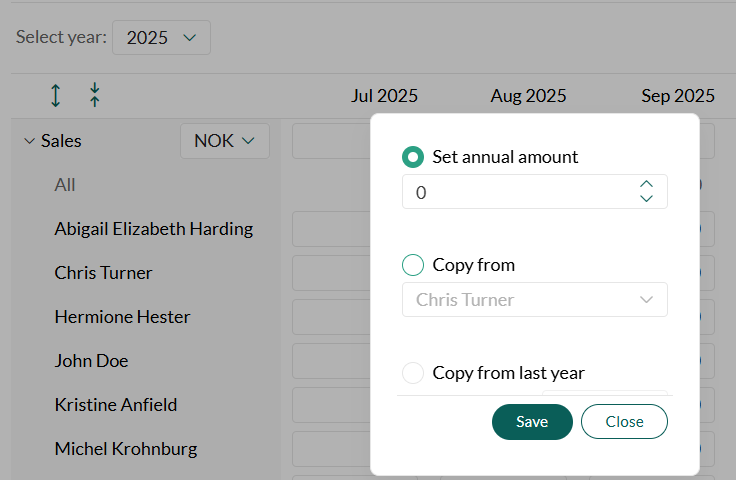 Adjust numbers for a specific target -screenshot
