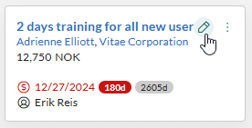 Cursor pointing to the edit button on a sale card -screenshot