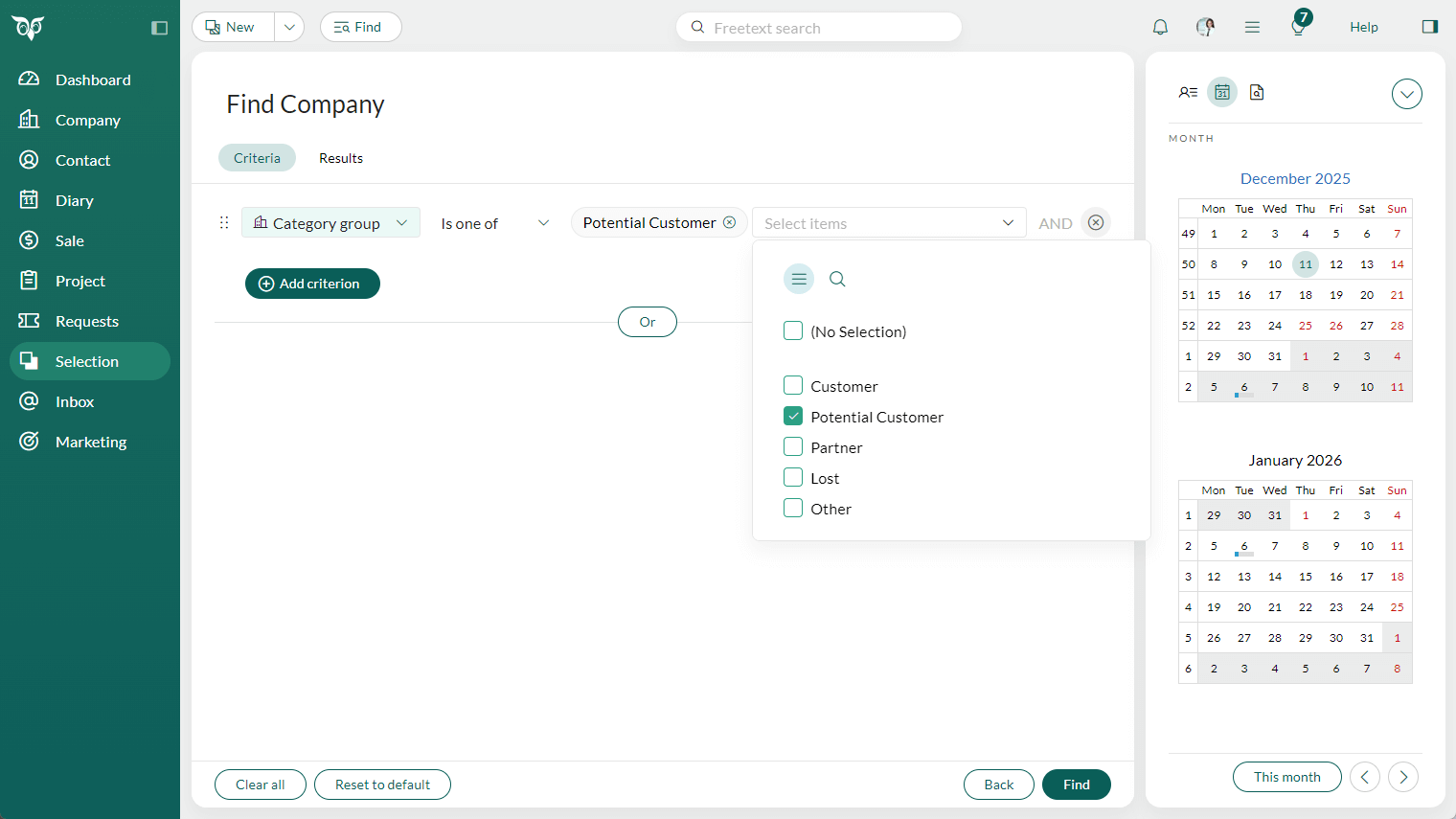 Search with the criteria category group to get all categories in one group -screenshot