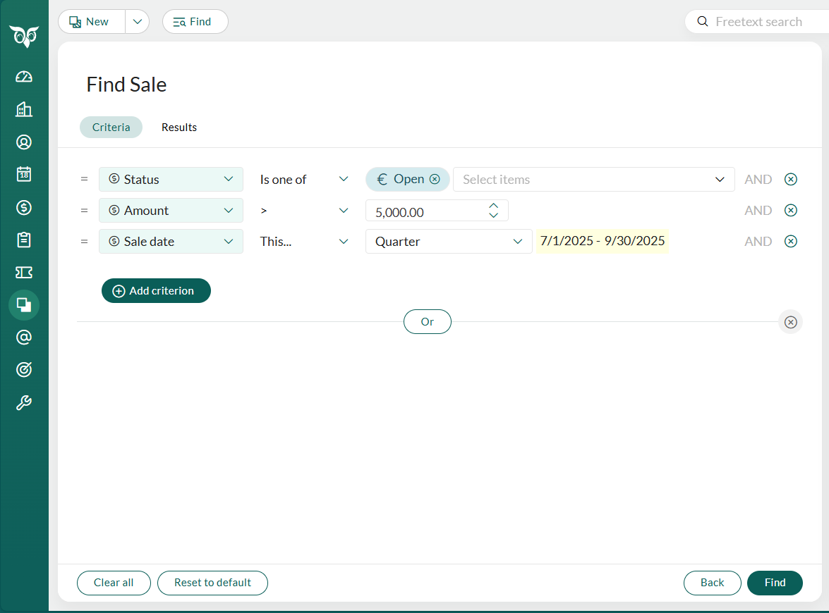Modify the predefined fields with new input, or delete unnecessary criteria altogether -screenshot