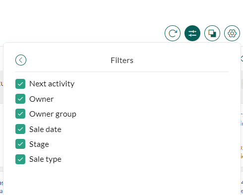 Filter toolbar options for refining the board view display -screenshot