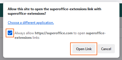 Firefox: Open Link button -screenshot