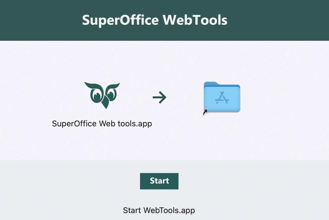 Drag and drop the SuperOffice icon to the Applications folder -screenshot