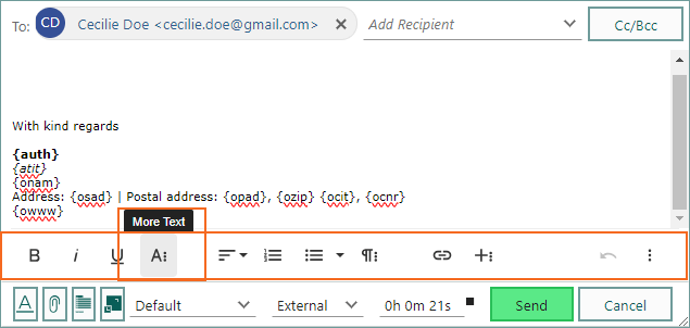 Text format options in 1 line -screenshot