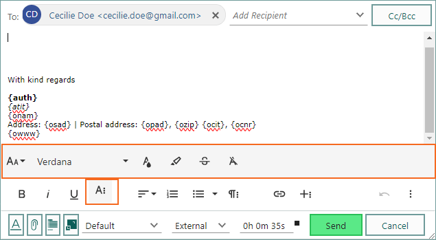 Text format options in 2 line with more options -screenshot