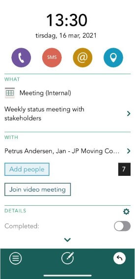 Mobile CRM join video meeting -app-screen