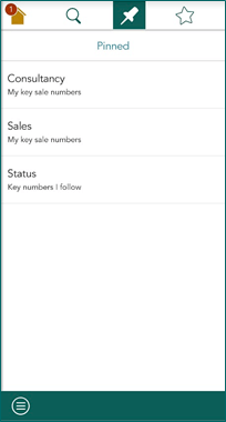 Mobile CRM: pinned dashboards -app-screen