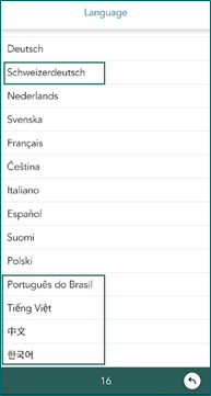 New languages on mobile -app-screen